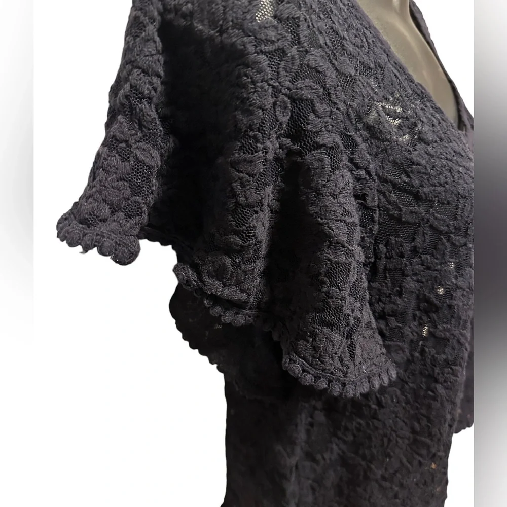 H&M L.O.G.G. Navy Lace Shirt with Loose Sleeves - Picture 5 of 7